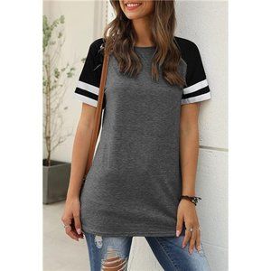 Short Sleeve Tops Leopard Color Block T Shirt